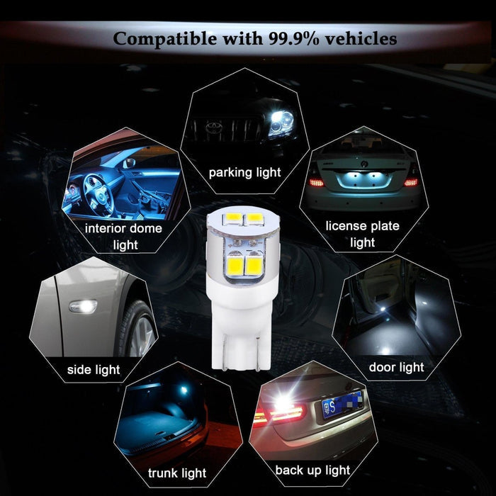 194 168 LED Bulbs 12V Interior Map Dome Trunk Courtesy Lights W5W 2825 -Alla Lighting