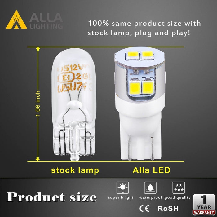 194 168 LED Bulbs 12V Interior Map Dome Trunk Courtesy Lights W5W 2825 -Alla Lighting