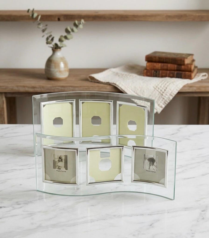 1980’s Glass Curved 3 Panel Picture Frames