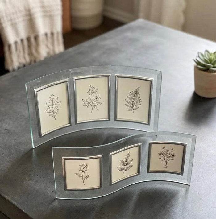 1980’s Glass Curved 3 Panel Picture Frames