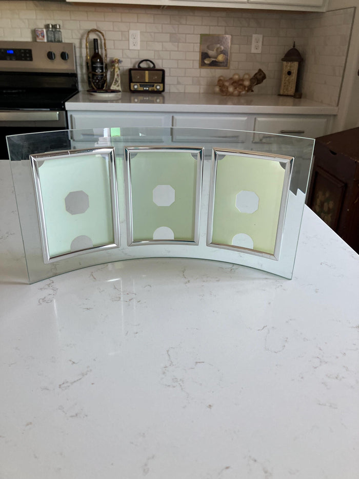 1980’s Glass Curved 3 Panel Picture Frames