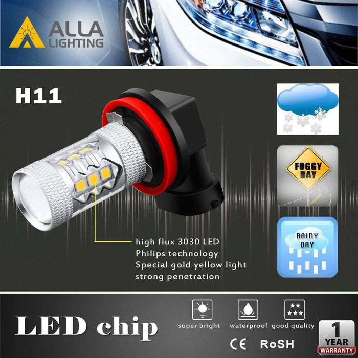 2504 PSX24W LED Fog Lights Bulbs 12276 Replacement, 3000K Yellow -Alla Lighting
