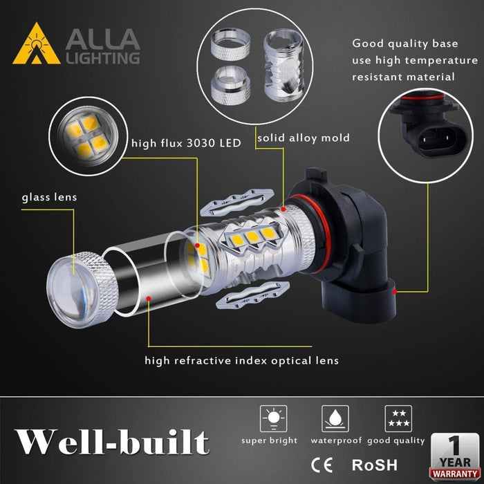 2504 PSX24W LED Fog Lights Bulbs 12276 Replacement, 3000K Yellow -Alla Lighting