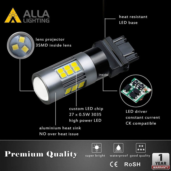 3157 3156 LED Reverse Lights Bulbs Back Up, Signal, Brake Lights, White -Alla Lighting