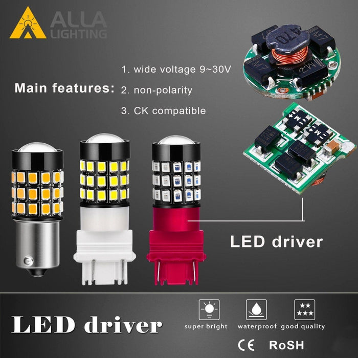 3157 3156 Strobe LED Reverse Lights Flashing Back-up Bulbs, 6000K Xenon White -Alla Lighting