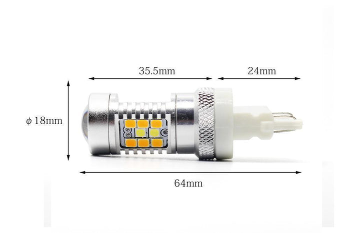 3457 3157 LED Switchback Bulbs Turn Signal Lights, 6K White/Amber Yellow -Alla Lighting