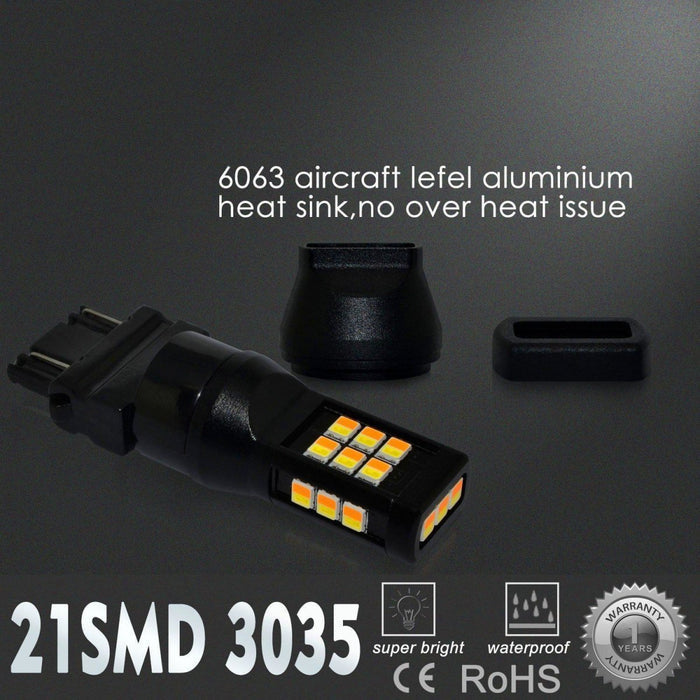 4157 3157 LED Switchback Turn Signal Lights Bulbs, 6000K White/Amber Yellow -Alla Lighting