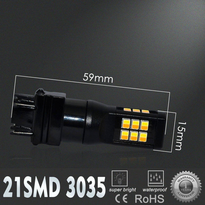 4157 3157 LED Switchback Turn Signal Lights Bulbs, 6000K White/Amber Yellow -Alla Lighting