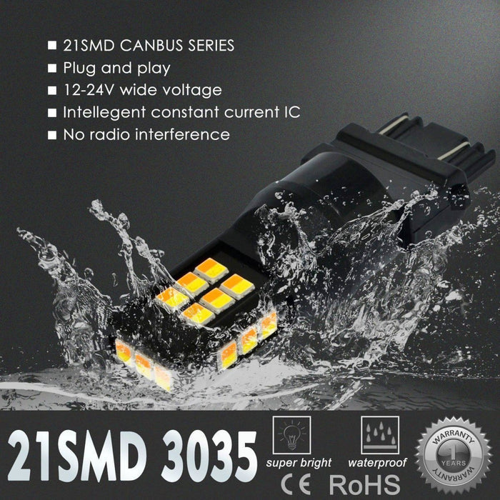 4157 3157 LED Switchback Turn Signal Lights Bulbs, 6000K White/Amber Yellow -Alla Lighting
