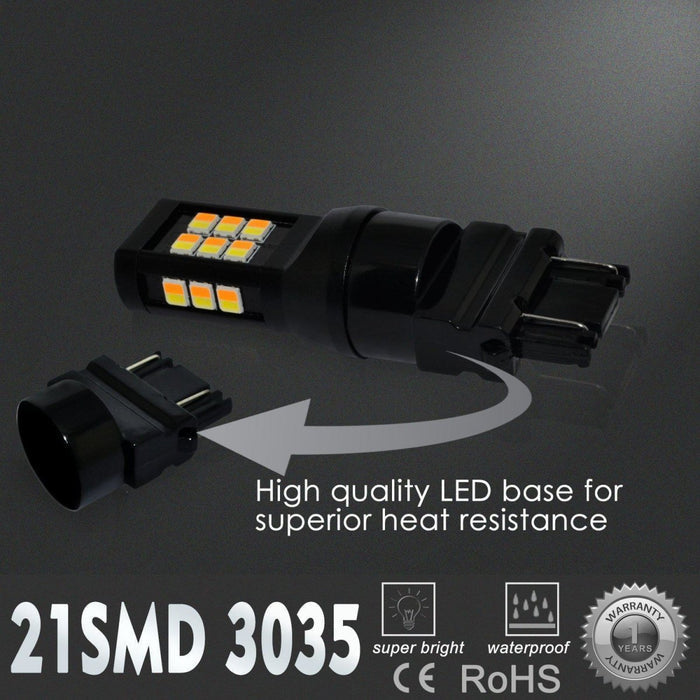 4157 3157 LED Switchback Turn Signal Lights Bulbs, 6000K White/Amber Yellow -Alla Lighting