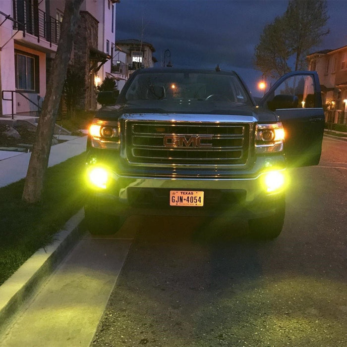 5201 DRL 5202 LED Fog Lights Bulbs PS19W 12085, 3000K Amber Yellow -Alla Lighting