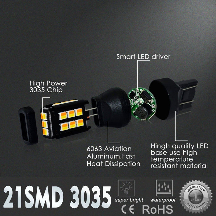 7443 7444 LED Switchback Bulbs Turn Signal Lights, White/Amber Yellow -Alla Lighting