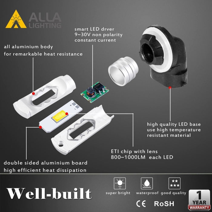 898 881 LED Bulbs ETI-SMD Fog Lights Replacement for Cars, Trucks 889 -Alla Lighting