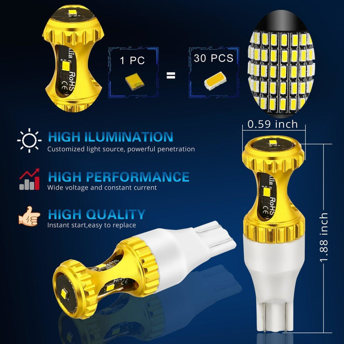912 921 LED Reverse Lights Bulbs Back Up 12V W16W, 6000K Xenon White -Alla Lighting