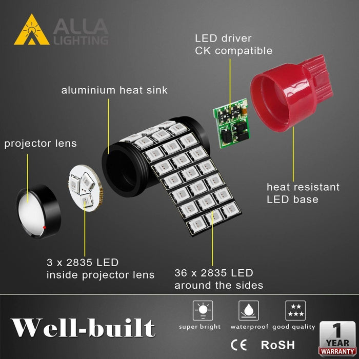 BA15S 1156 Strobe Brake Lights LED Flashing Stop Reverse Bulbs -Alla Lighting