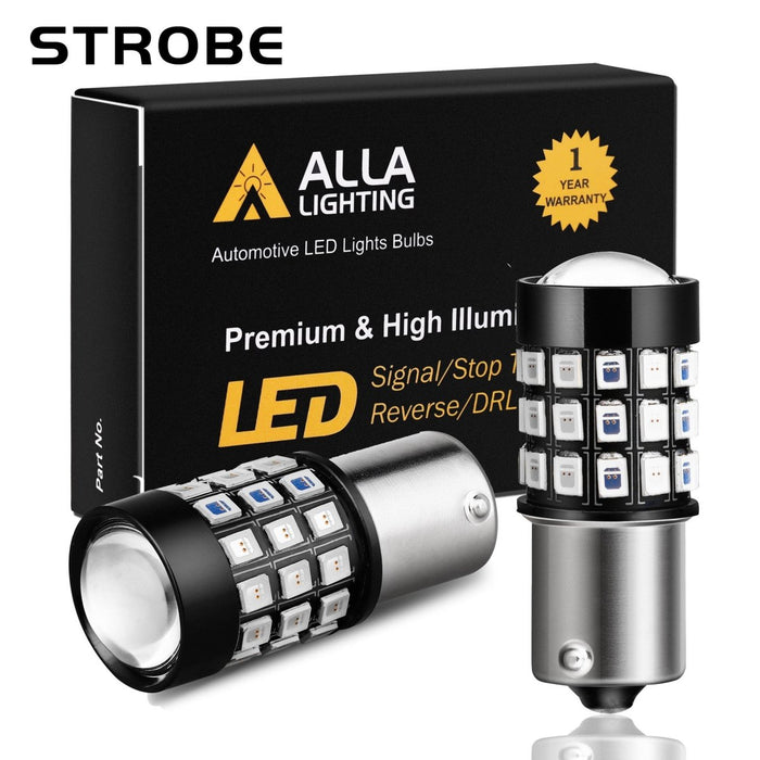 BA15S 1156 Strobe Brake Lights LED Flashing Stop Reverse Bulbs -Alla Lighting