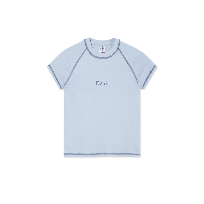 Baby Tee | Script Logo - Light Blue/Dark Blue