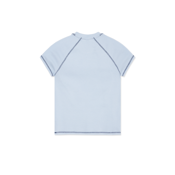 Baby Tee | Script Logo - Light Blue/Dark Blue