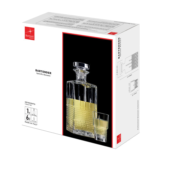 Bormioli Rocco Bartender 7pc Novecento Liquor Set box