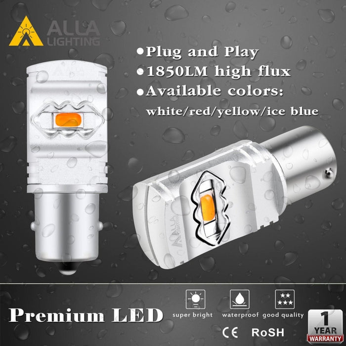 BAU15S 7507 LED Bulbs Turn Signal Lights Bulbs 12496, Amber Yellow -Alla Lighting