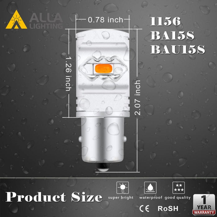 BAU15S 7507 LED Bulbs Turn Signal Lights Bulbs 12496, Amber Yellow -Alla Lighting