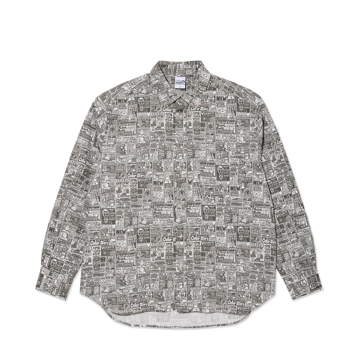 Ben LS Shirt | Newspaper - Light Grey