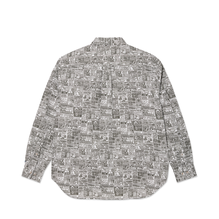 Ben LS Shirt | Newspaper - Light Grey