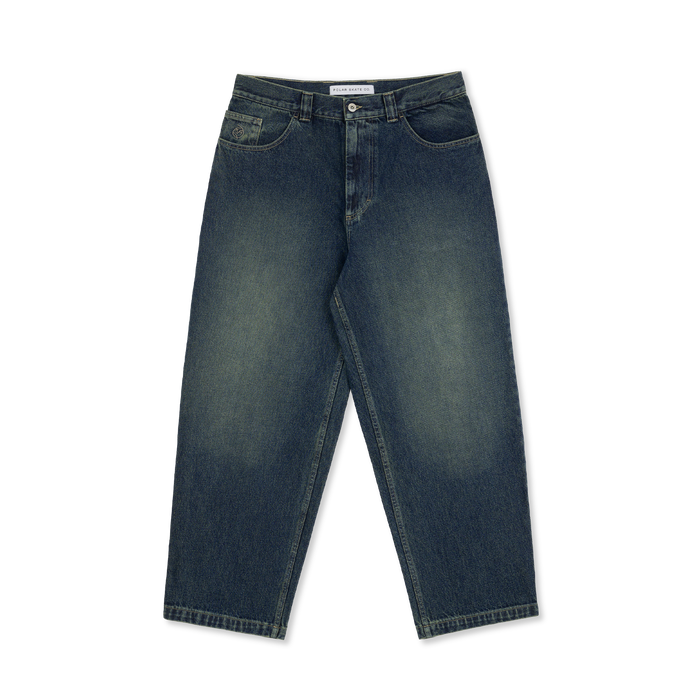 Pair of blue jeans on a white background