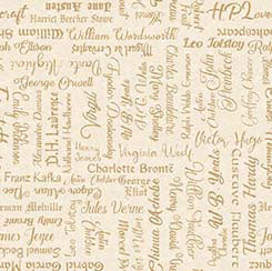 Bookworm - 30452E - White -  Famous Authors - Qt Fabrics