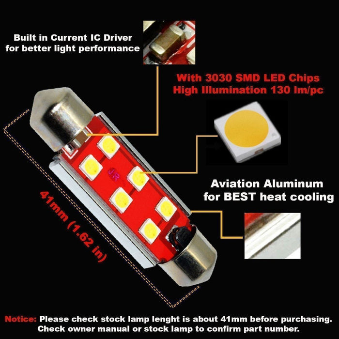 CANBUS 211-2 578 LED Bulbs festoon Interior Lights, 6000K xenon White 212-2 -Alla Lighting