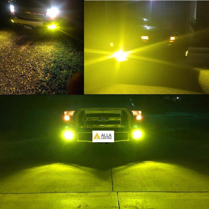 COB-72 HB4 9006 LED Fog Light Bulbs, 6500K White/8000K Blue/3000K Amber Yellow -Alla Lighting
