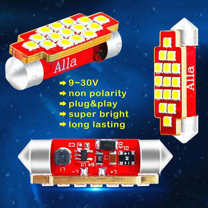 DE3021 DE3022 LED Bulbs festoon Interior Lights, 6000K xenon White -Alla Lighting