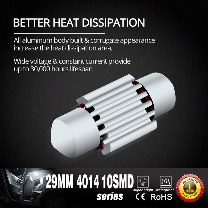 DE3175 DE3021 LED Bulbs Festoon Interior Map Dome Lights, 6K White -Alla Lighting