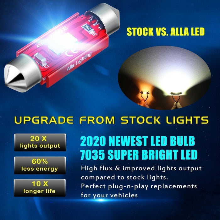 DE3425 6486X LED Bulbs Festoon License Plate Interior Map Dome Lights -Alla Lighting