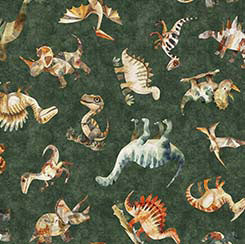 Dinoroars! - 30810F - Forest - Dinosaurs Toss - Qt Fabrics