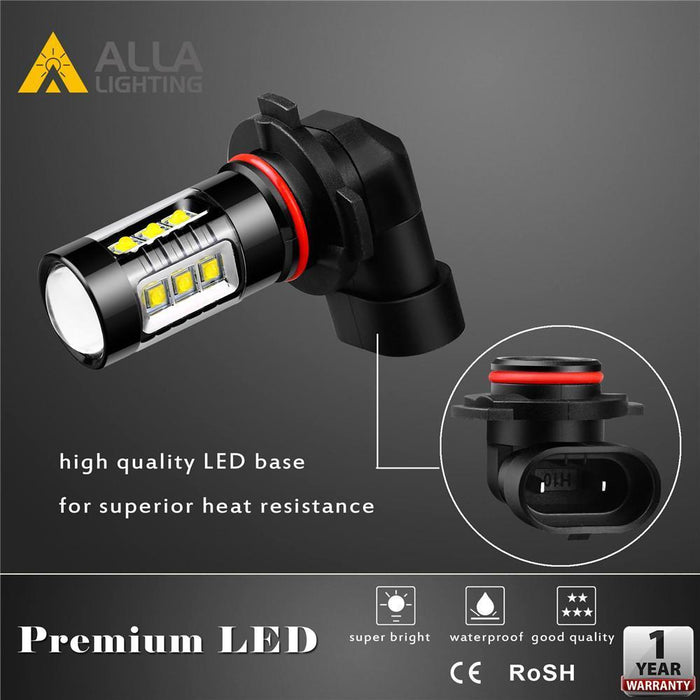H10 9145 LED Fog Lights Bulbs High Power 80W Cree 9140, 6K White -Alla Lighting