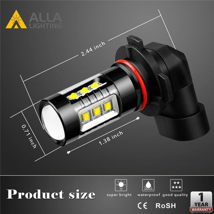 H10 9145 LED Fog Lights Bulbs High Power 80W Cree 9140, 6K White -Alla Lighting