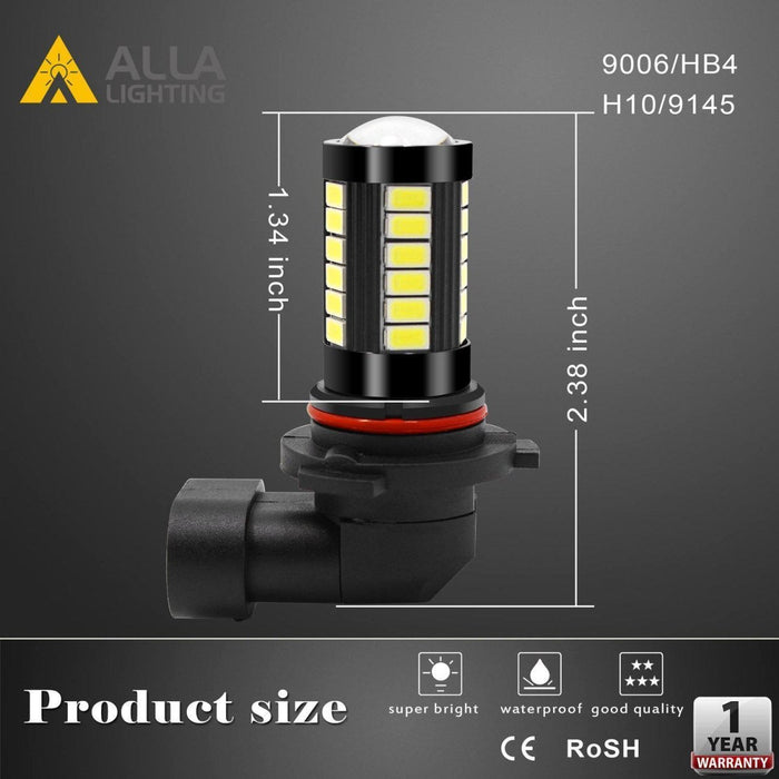 H10 9145 LED Fog Lights Bulbs Super Bright 5730-SMD, 6000K Xenon White -Alla Lighting