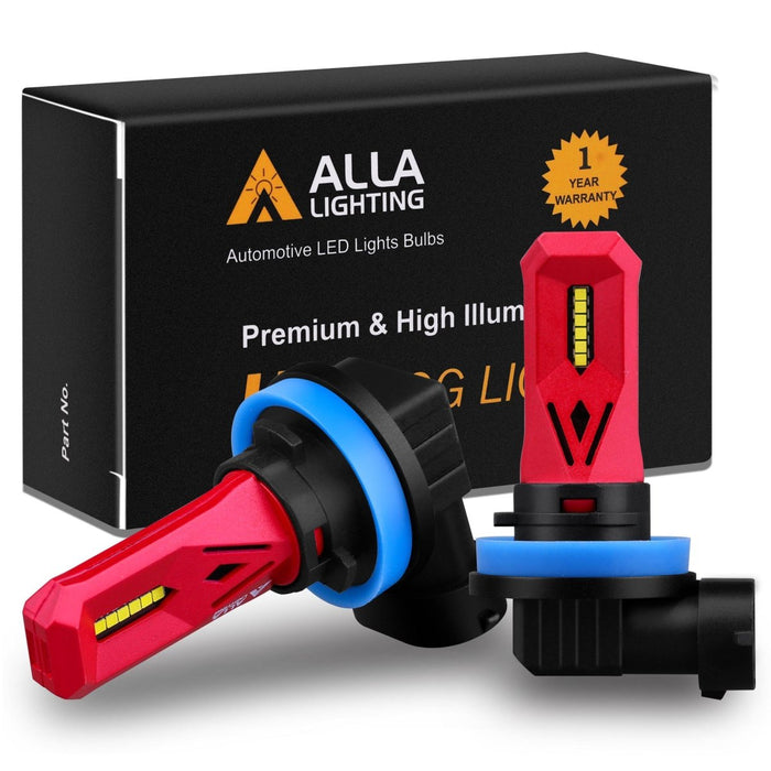 H8 H11 H16 LED Bulbs Fog Lights CSP SMD, 6000K Xenon White -Alla Lighting