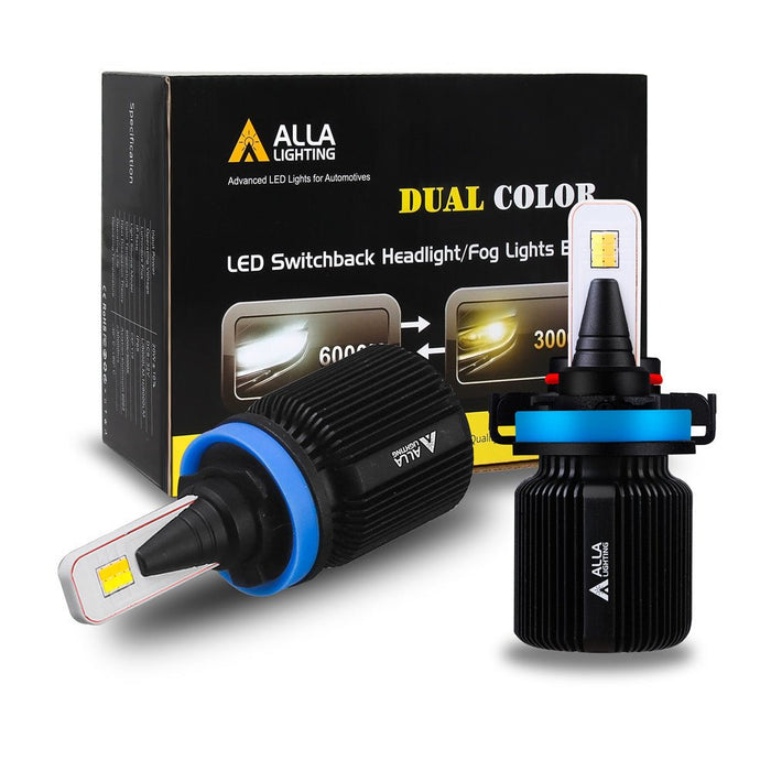 H8 H11 Switchback LED Fog Lights Bulbs, 6K White/3K Yellow -Alla Lighting