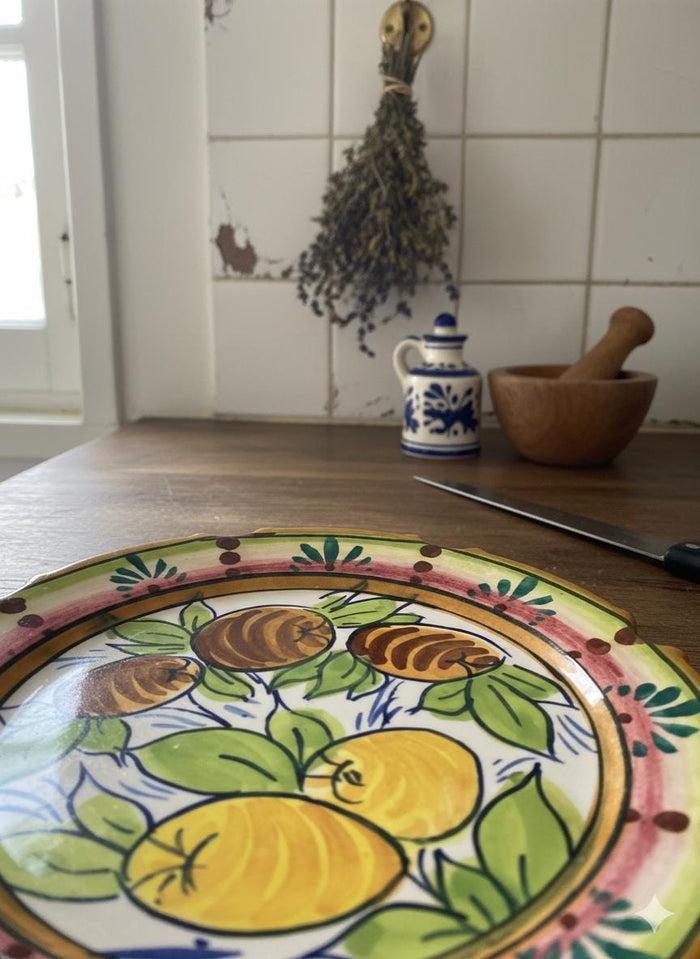 Italian Handmade Olive Plate / Hand Painted Frutta Mista Pattern