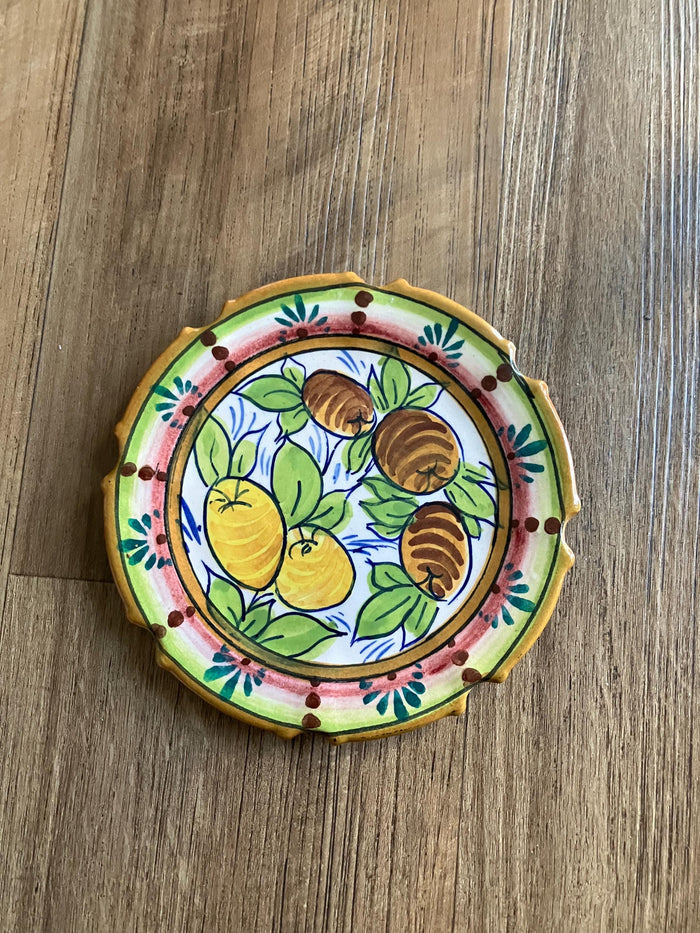 Italian Handmade Olive Plate / Hand Painted Frutta Mista Pattern