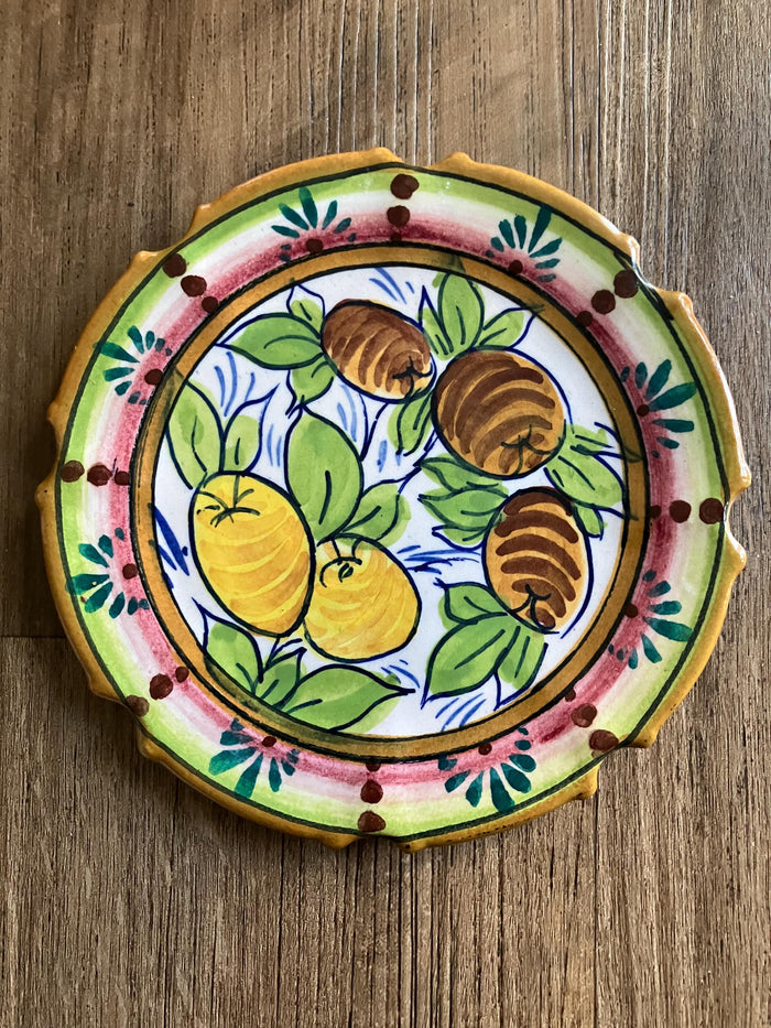 Italian Handmade Olive Plate / Hand Painted Frutta Mista Pattern