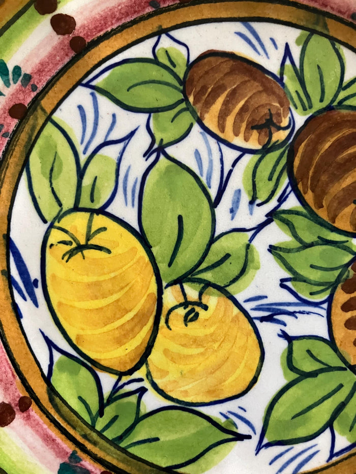 Italian Handmade Olive Plate / Hand Painted Frutta Mista Pattern