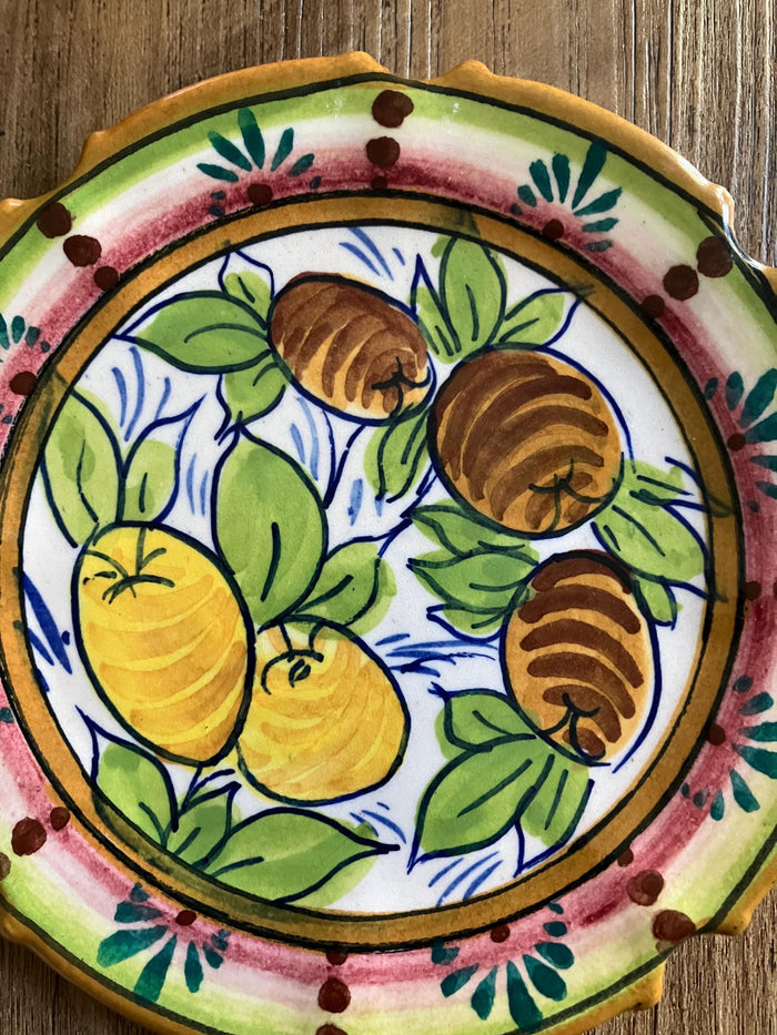 Italian Handmade Olive Plate / Hand Painted Frutta Mista Pattern