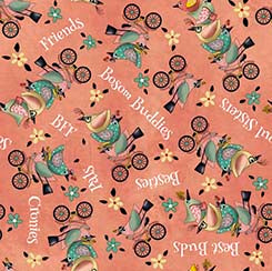Life Is Better With Friends - Pink Bird Toss- 30538 - Qt Fabrics