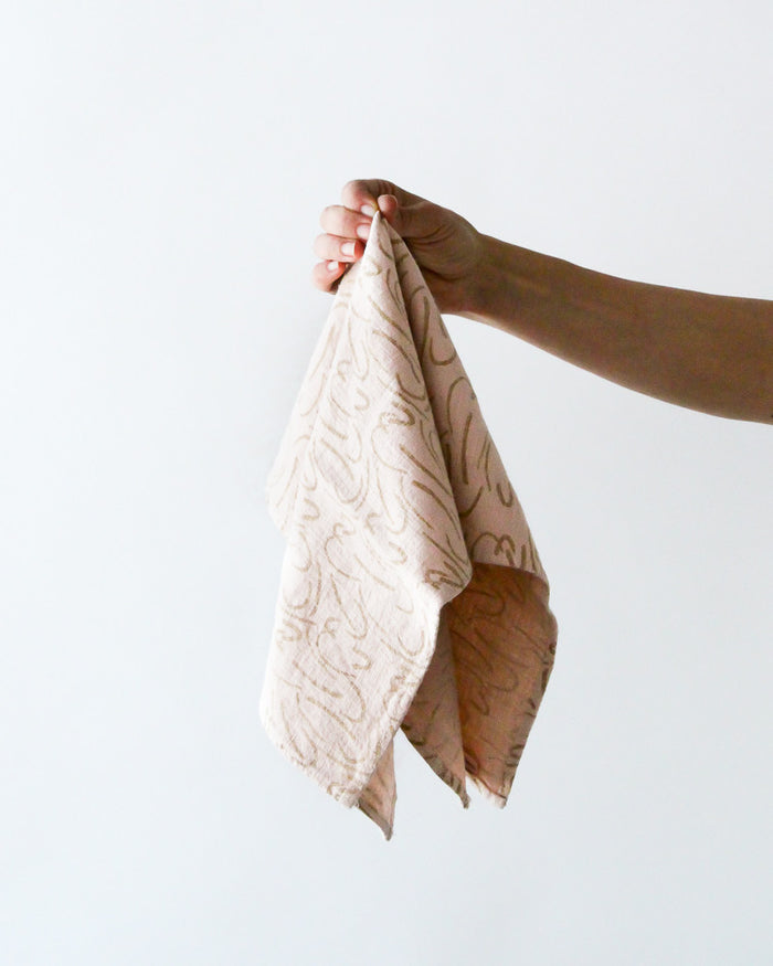 Linen Shorthand Tea Towel - Blush