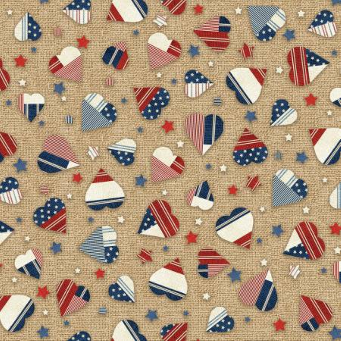 Love & Glory - Tan - Heart Toss - PNB Textiles - LGLO6159-NE