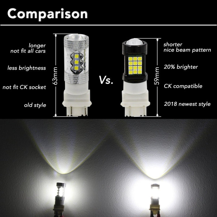 P21W 1156 LED Reverse Signal, Brake, Stop, DRL Lights Bulbs 3497 -Alla Lighting