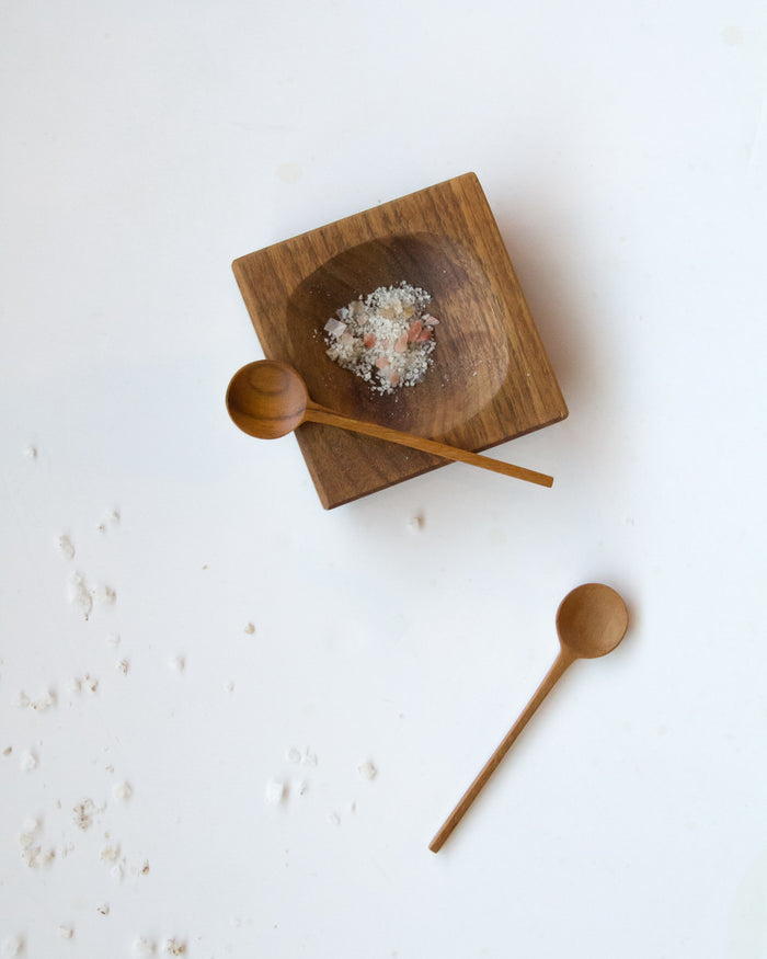 Pair of Teak Mini Condiment Spoons